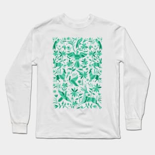 Mexican Otomí Design in Turquoise Long Sleeve T-Shirt